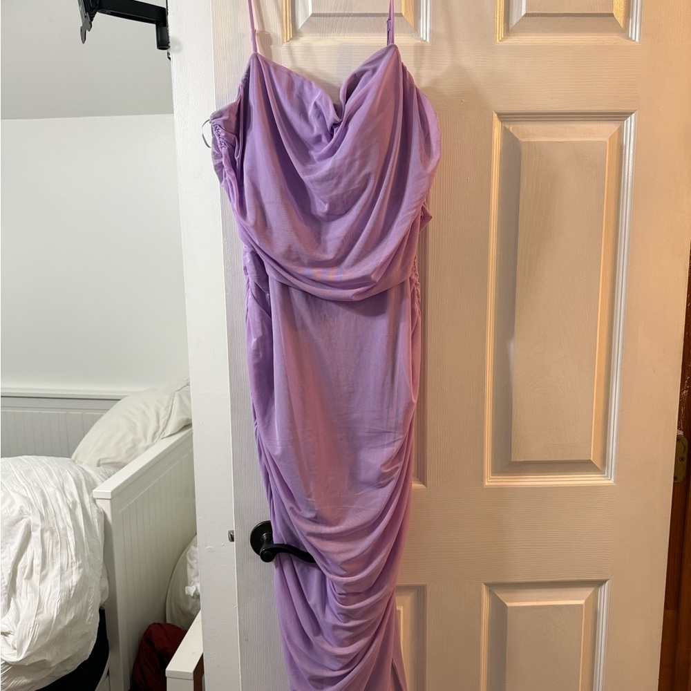 Express Strapless Lavender Dress
